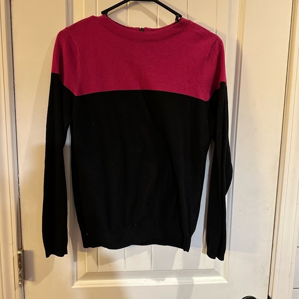 Talbots Pink and Black Crew Neck Sweater